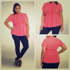 Cat Print Ruffled Top 5x